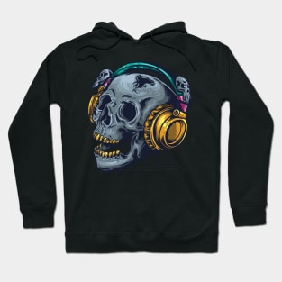 Skull Headphones Halloween Scary Bones Horror Skeleton Hoodie